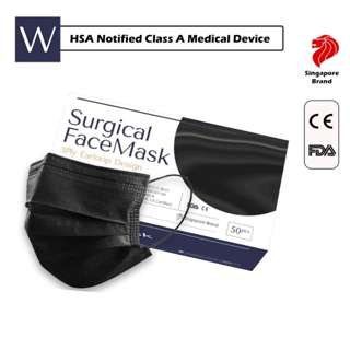 Wistech Surgical Face Mask(Black) 50s e BFE 95%