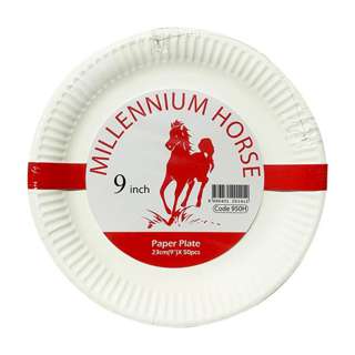HORSE White Paper Plate (H) 23cm x 50s (9")