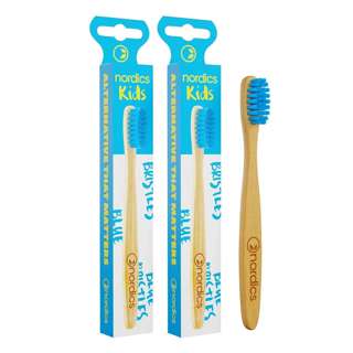 Nordics Kids Bamboo Toothbrush with Blue Bristles Twin Pack Nordics Kids Bamboo Toothbrush with Blue Bristles Twin Pack