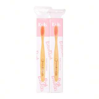 Nordics Kids Bamboo Toothbrush With Pink Bristles Twin Pack