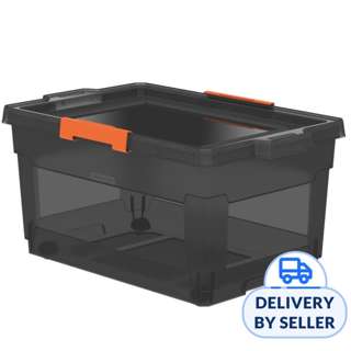 Tramontina Basic 40L Organizer Boxes w Wheels, Light Grey