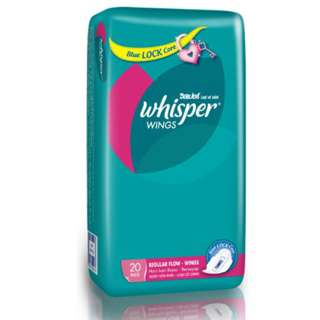 Whisper Blue LOCK Care Regular Flow Wings Pads (23cm)