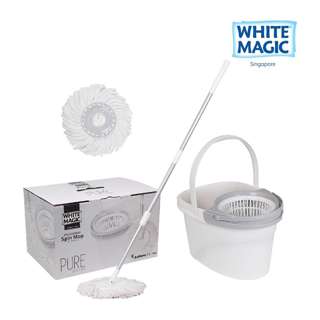 White Magic Pure Spin Mop Set (Mop head + Handle + Bucket)