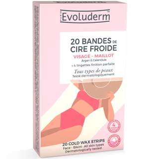 Evoluderm Hair Removal Cold Wax Strips Face and Bikini 20's Evoluderm Hair Removal Cold Wax Strips Face and Bikini 20's