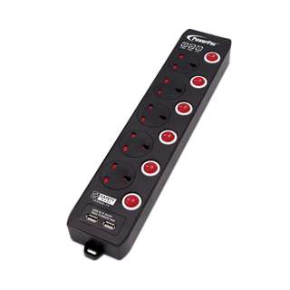 POWERPAC 5W Extension Cord with USB Safety Mark 3M (PP135UBK)