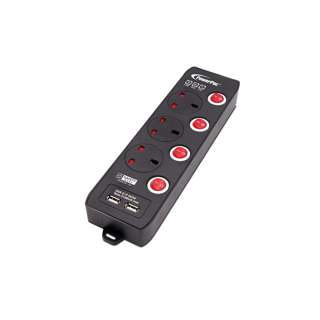 POWERPAC 3W Extension Cord with USB Safety Mark 3M (PP133UBK)