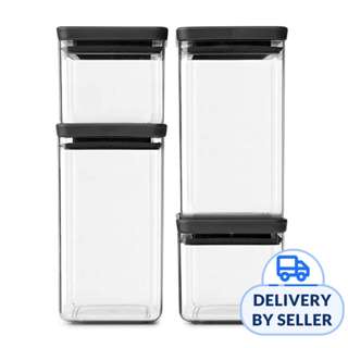 Brabantia Square Canisters Set of 4 Tasty+ Dark Grey