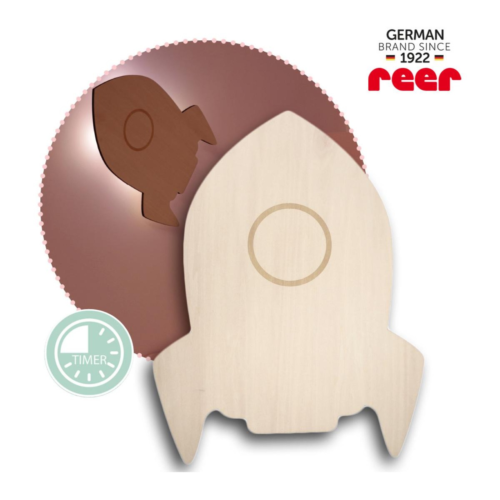 Reer Lumilu Silhouette Light Star 52177 - Lampada Da Parete A Stella Con Touch Control, Luce Notturna Per Cameretta, Timer 60', Marrone - 2