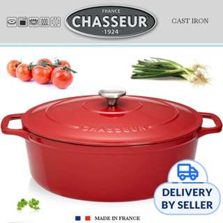 Chasseur Cast Iron Oval Casserole 35cm 8,5Ltr Red/Black