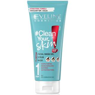 Eveline Clean Your Skin 3 In 1 Facial Wash Gel + Scrub + Mask