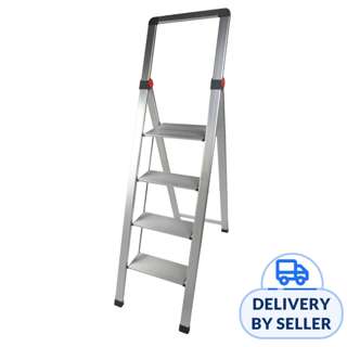Rene Hashigo Ultra Slim 4 Step Stool Handle Silver