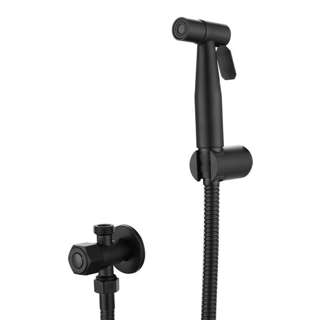 No Brand Black bidet Spray gun+holder+1.5m pipe+split valve