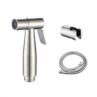 No Brand Silver bidet Spray gun+holder+1 .5mpipe