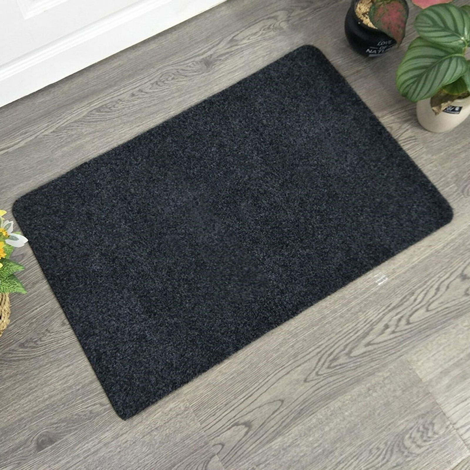 Sweet Home Embroidered Anti-slip Door Floor Mat - Solid Color