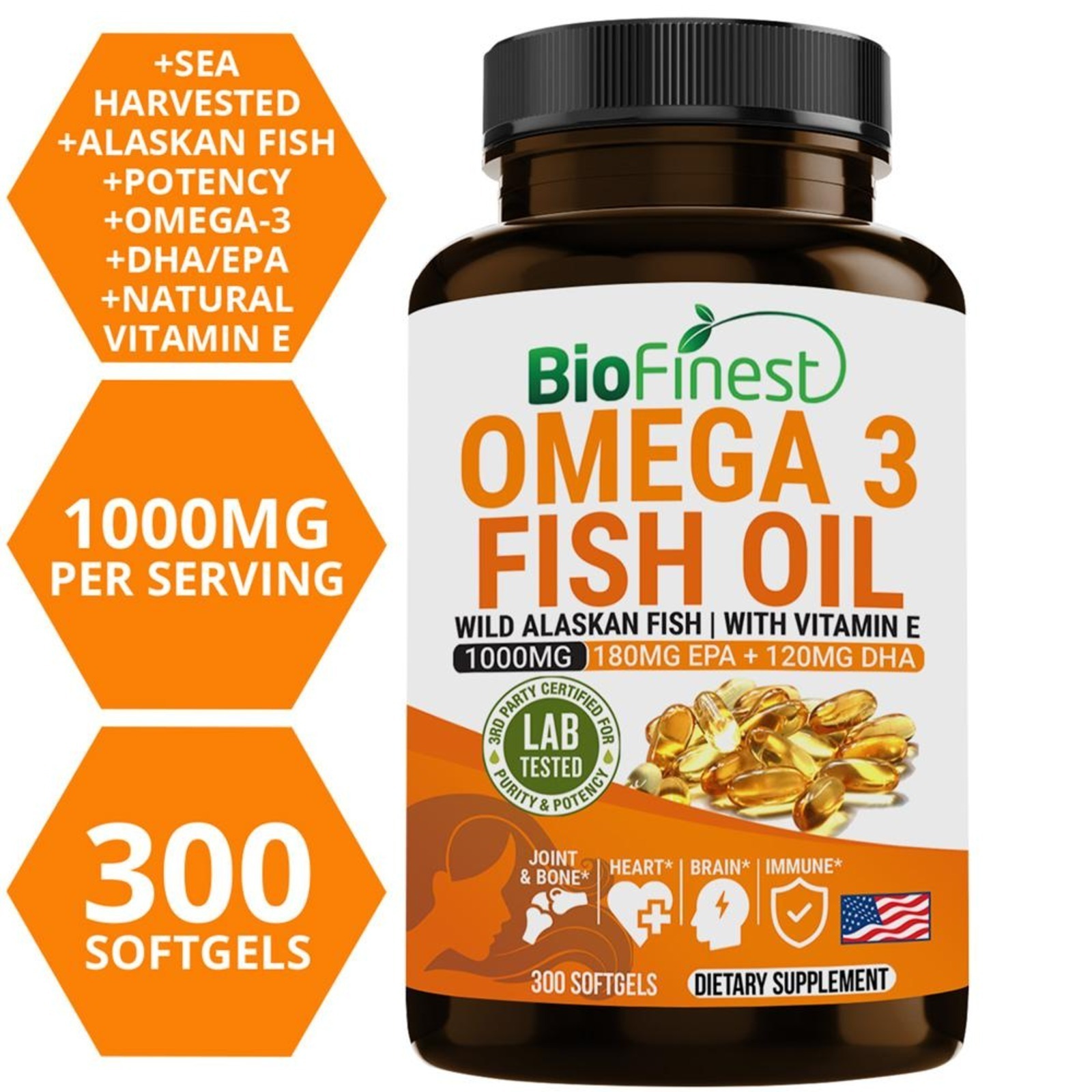 Biofinest Omega 3 Fish oil 1000mg EPA DHA Vitamin E Supplemen