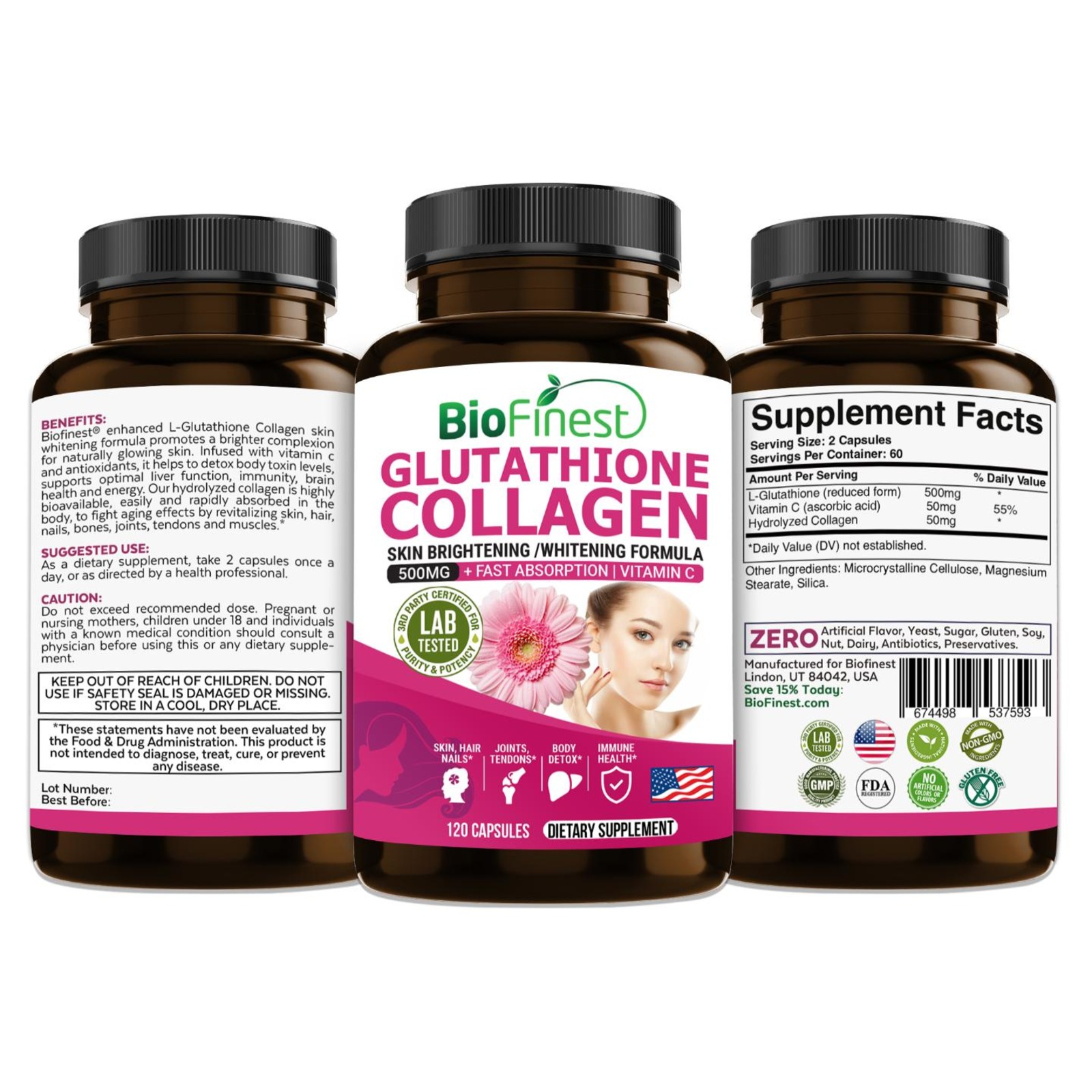 biofinest glutathione collagen review 500mg Vitamin C Supplement b12shot GHK-Cu 100 mg | Select Your Option:3 month supply