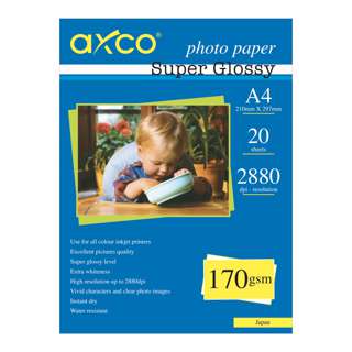 Axco Super Glossy Photo Paper A4 - 170gsm Axco Super Glossy Photo Paper A4 - 170gsm