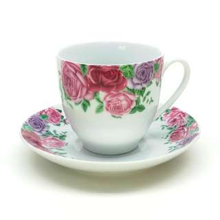 Caterina Rose 6 Oz Fine China Cup and Saucer (6Pair) Set