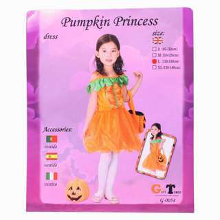 Partyforte Halloween Pumpkin Princess Children'S Costume