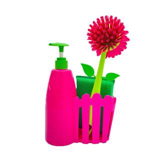 Vigar Flower Power Pink Fence Sink Side Set W/Soap Dispenser