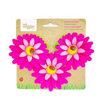Vigar Flower Power Fridge Pink Magnet Clip