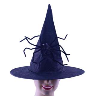 Partyforte Halloween Costume Witch Hat Lace Spider - Black Partyforte Halloween Costume Witch Hat Lace Spider - Black