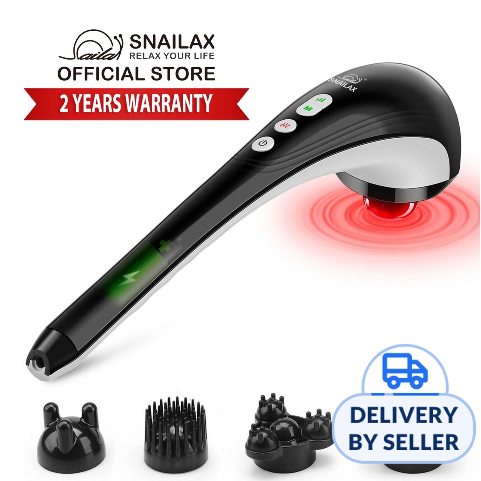 Cordless Handheld Back Massager - Rechargeable Percussion Massage with Heat  - 482