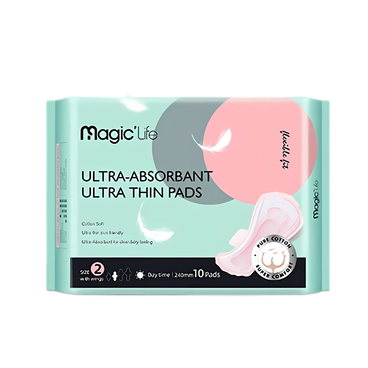 Magic Life Day Wing Thin Ultra Absorbant 100% US Cotton 24cm