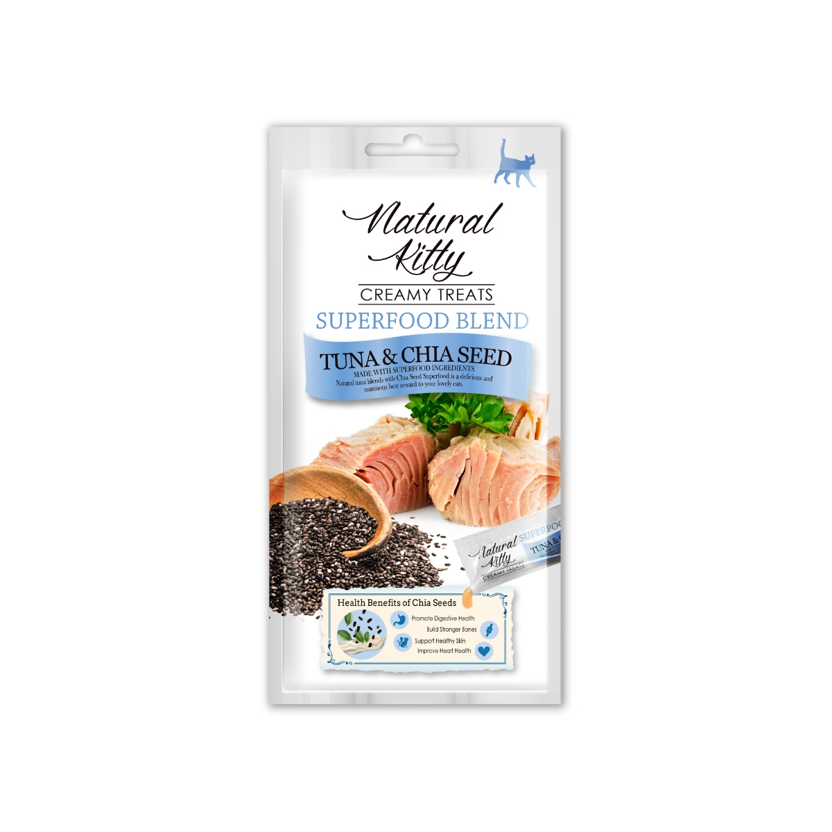 Natural Kitty Creamy Treats Superfood Blend Tuna Chia Seed