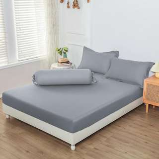 Sweet Home Pure Cotton Fitted Bedsheet Set - King(Grey)