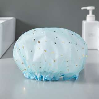 Sweet Home Double-layer Waterproof Shower Cap-Blue Sweet Home Double-layer Waterproof Shower Cap-Blue
