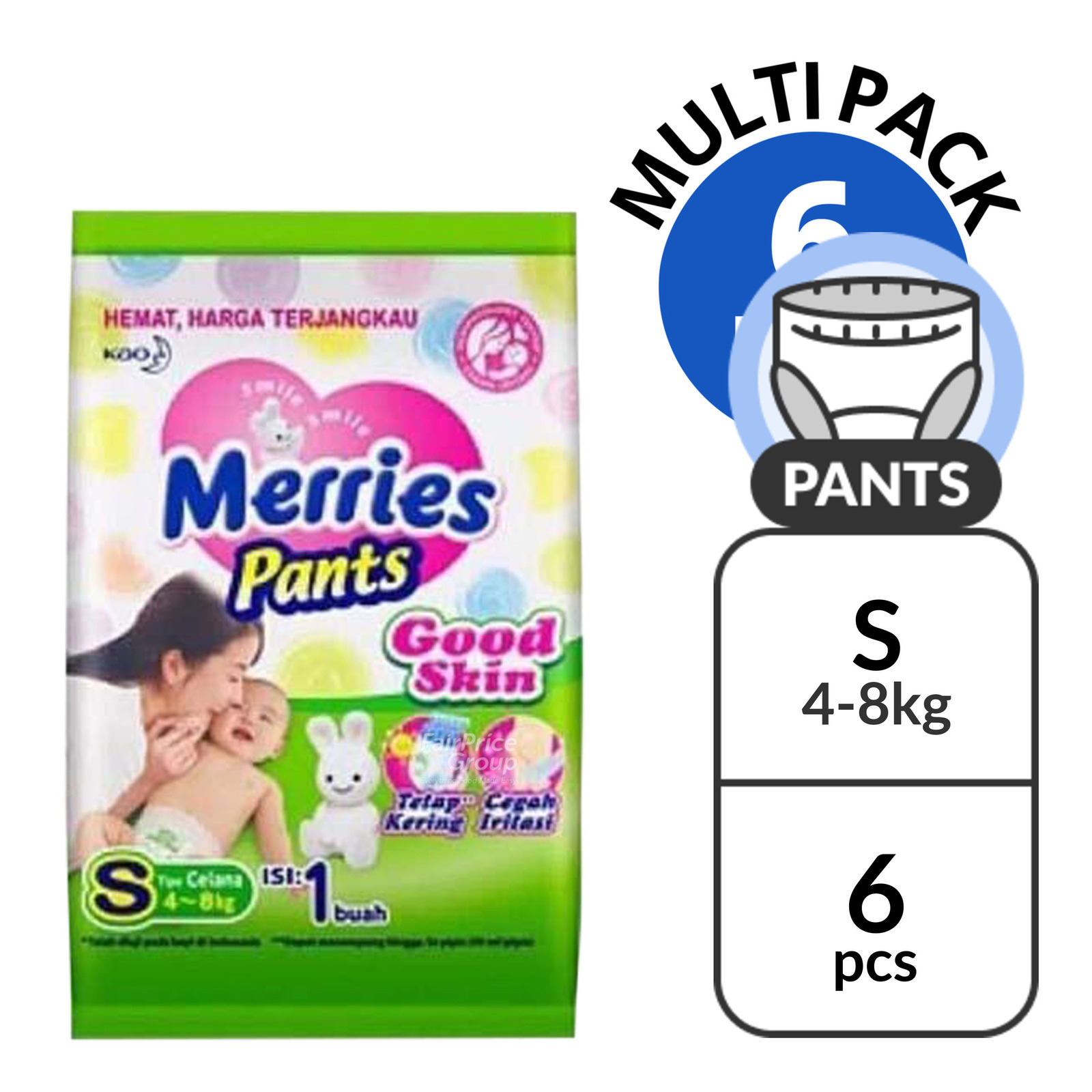 Merries Good Skin Diaper Pants - S (4Kg to 8Kg),Sachet Pack