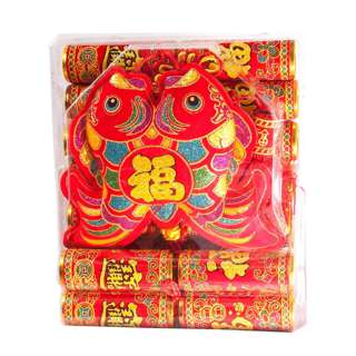 Partyforte CNY Medium Sequined Felt Fish Hanging Cracker