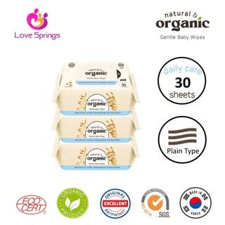 natural & organic Daily Care Plain Baby Wipes Portable