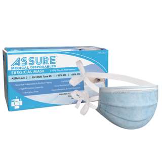 Assure Surgical Face Mask, Adult, 3-Ply, Tie-on