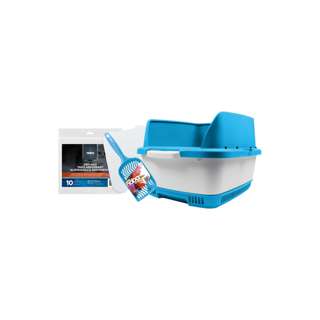 Cateco Odour Eliminating Cat Litter Box Complete Kit - Blue