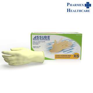 Assure Latex Examination Gloves, Powder-free, X-small