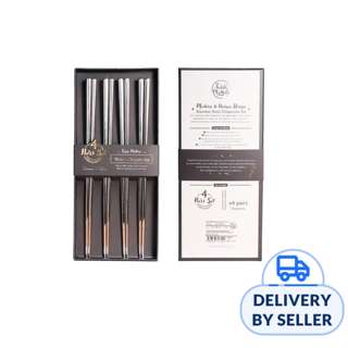 Table Matters Waltz Stainless Steel Chopstick 4 Pair - Silver