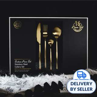 Table Matters Cubic 16PC Stainless Steel Cutlery Set(MattGold