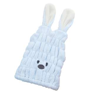 Sweet Home Cartoon Bunny Hair Drying Towel Cap-Blue