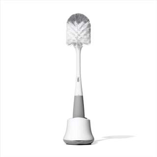 OXO TOT Bottle Brush with Detail Cleaner and Stand - Grey