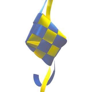 Partyforte Hari Raya Handmade Ketupat  - 10x7 Yellow & Blue