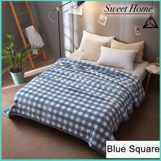 Sweet Home Coral Fleece Blanket-Blue Square (ss)150*200cm