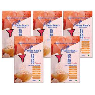 Uncle Ram's Himalayan Pink Salt - Powder(5-Pouch Bundle)