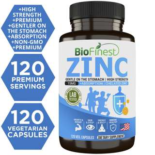 Biofinest Zinc 15mg Supplement Chelated Gentler Absorb Fast