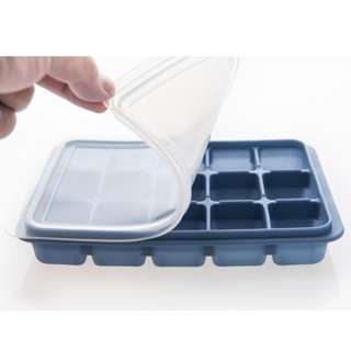 PurityWhite Silicone 15 Ice Cubes Tray with Lid blue