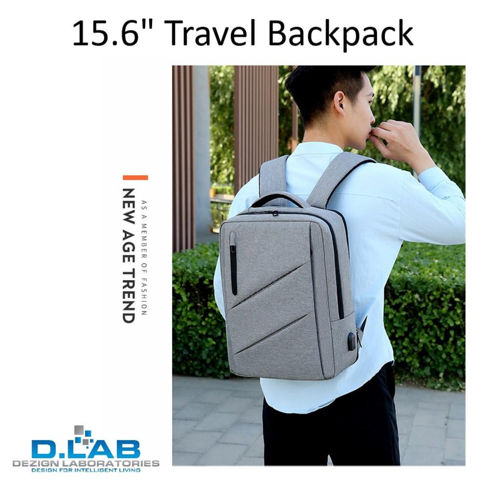 D.LAB 15.6 Travel Backpack KLB220208 Grey NTUC FairPrice