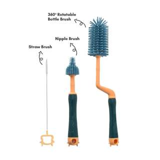 Cubble 3 in 1 Bottle and Nipple Brush Set - Blue