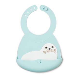 Viida Joy Zoo Series Portable Silicone Bib - Light Blue Owen