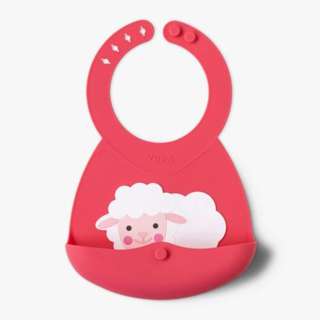 Viida Joy Zoo Series Portable Silicone Bib - Hot Pink Sheep